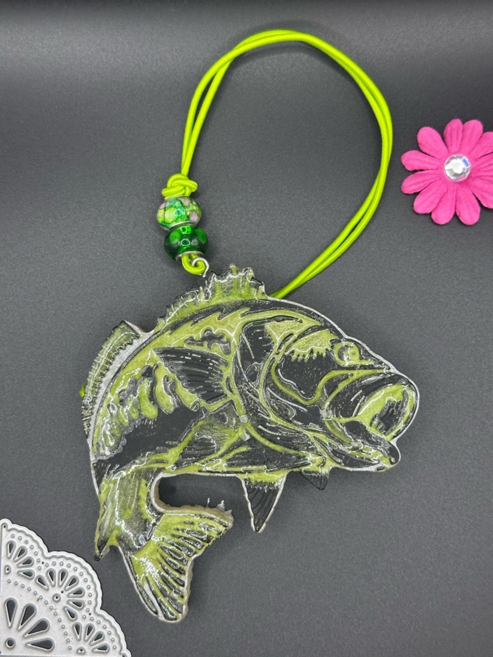 Bass Fish Car Freshie- Green & Black